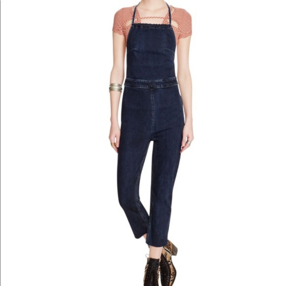 Free People Denim Overall Open Back